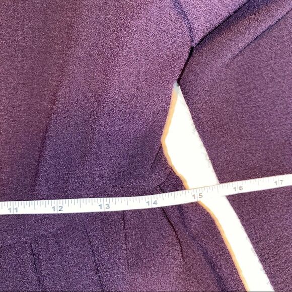 NINE WEST Purple Lagenlook Twee Ruffled Button Mini Dress / Coat Size 4 - Picture 7 of 11